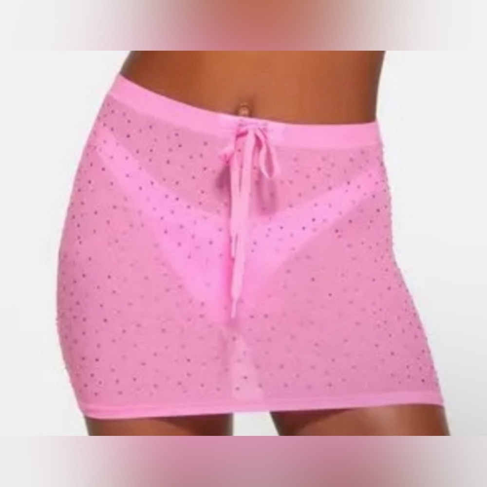 SKIMS Pink Sparkly Swim Coverup